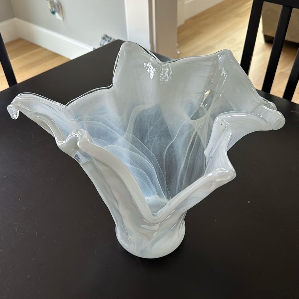 Murano Italy White ruffled glass Decoration